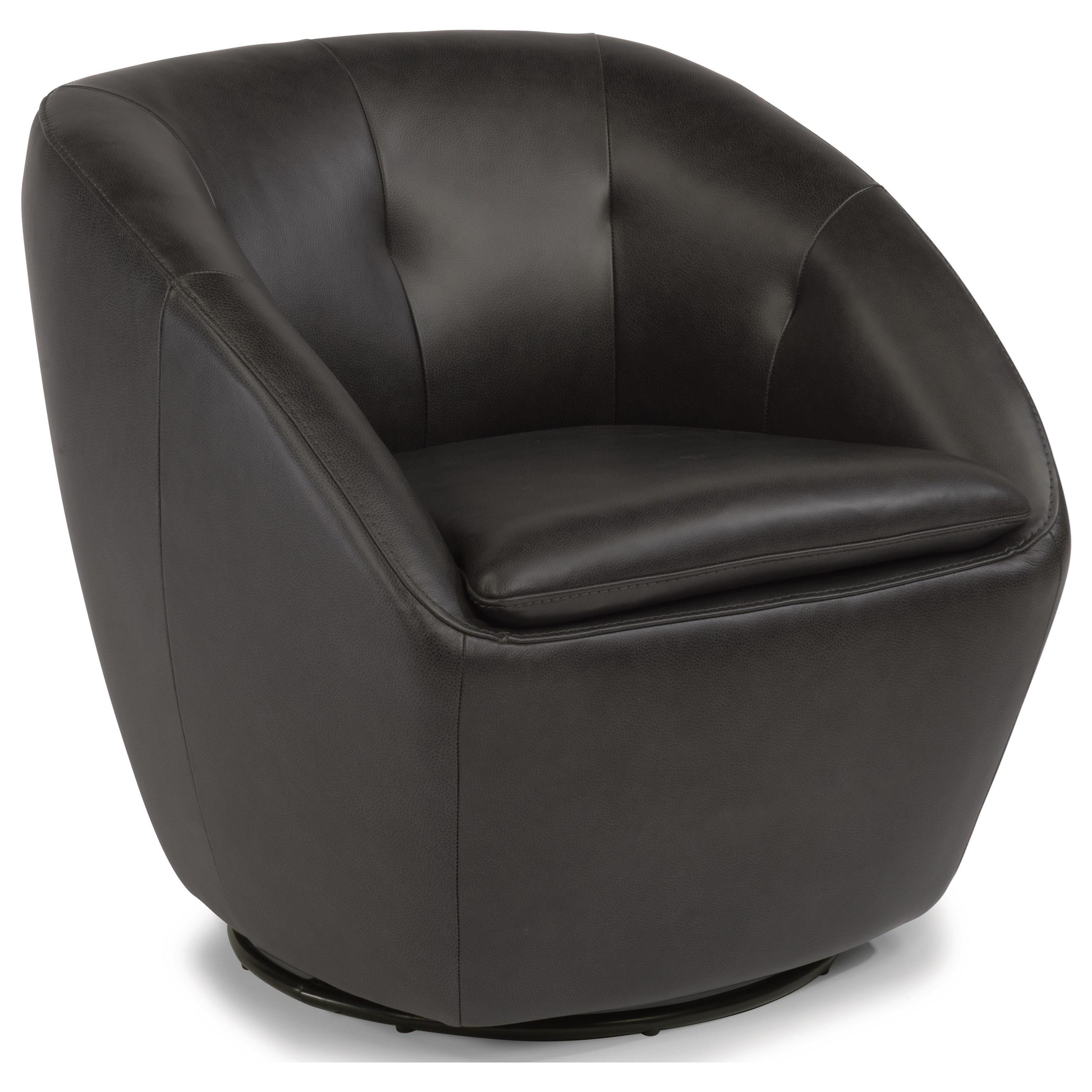 Flexsteel Latitudes Wade Contemporary Leather Swivel Chair Reeds